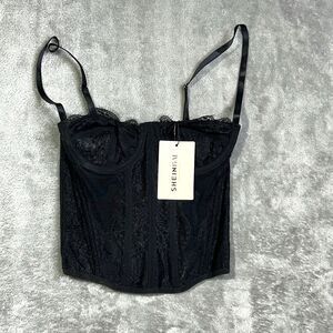 Shein Bae Lace Black Bralette Bralet Bra Bustier Corset top BNWT  Size XS